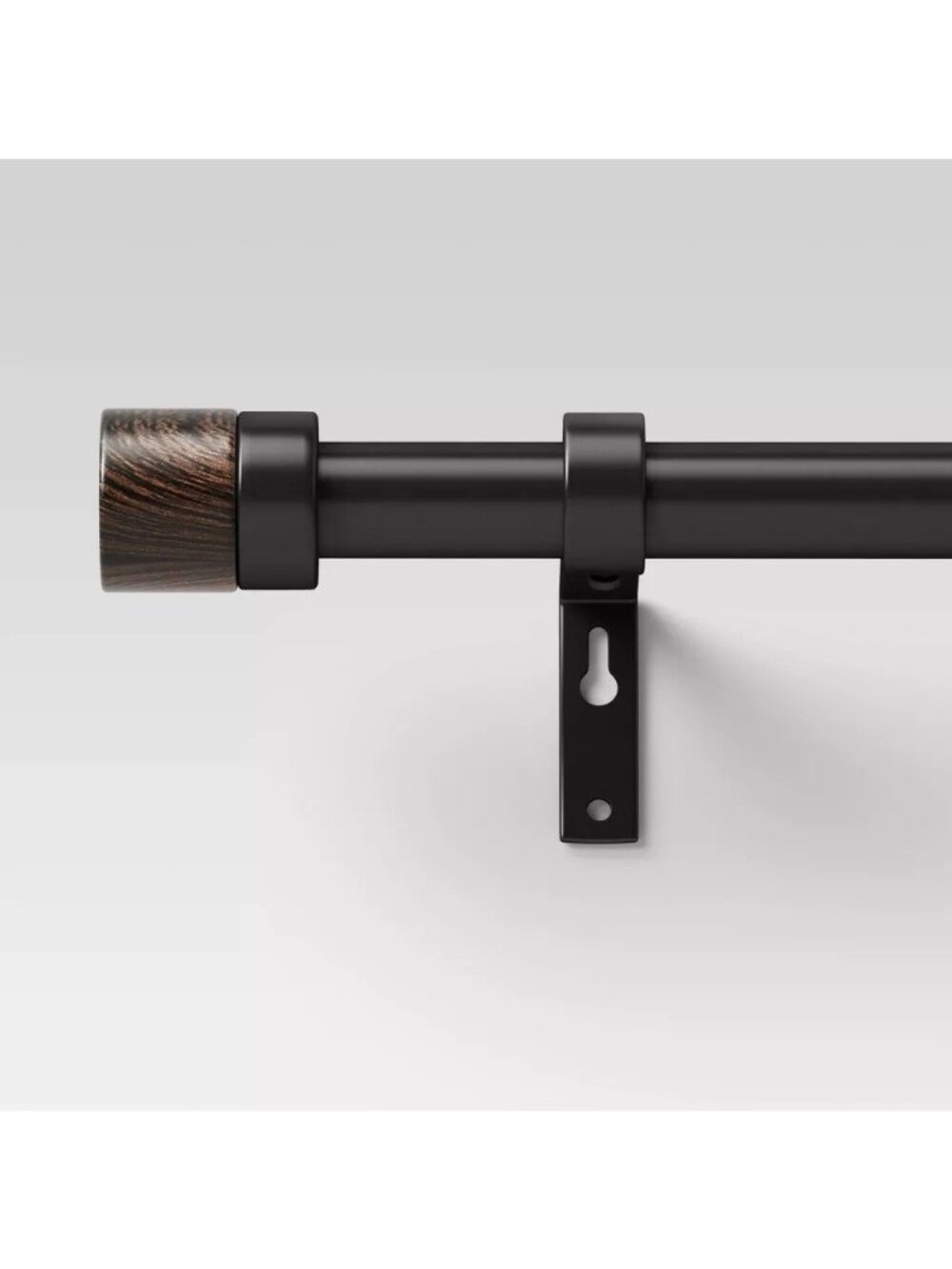 Threshold Dark Walnut Wood Cap Finials Expandable Curtain Rod 36" to 66" Lengths
